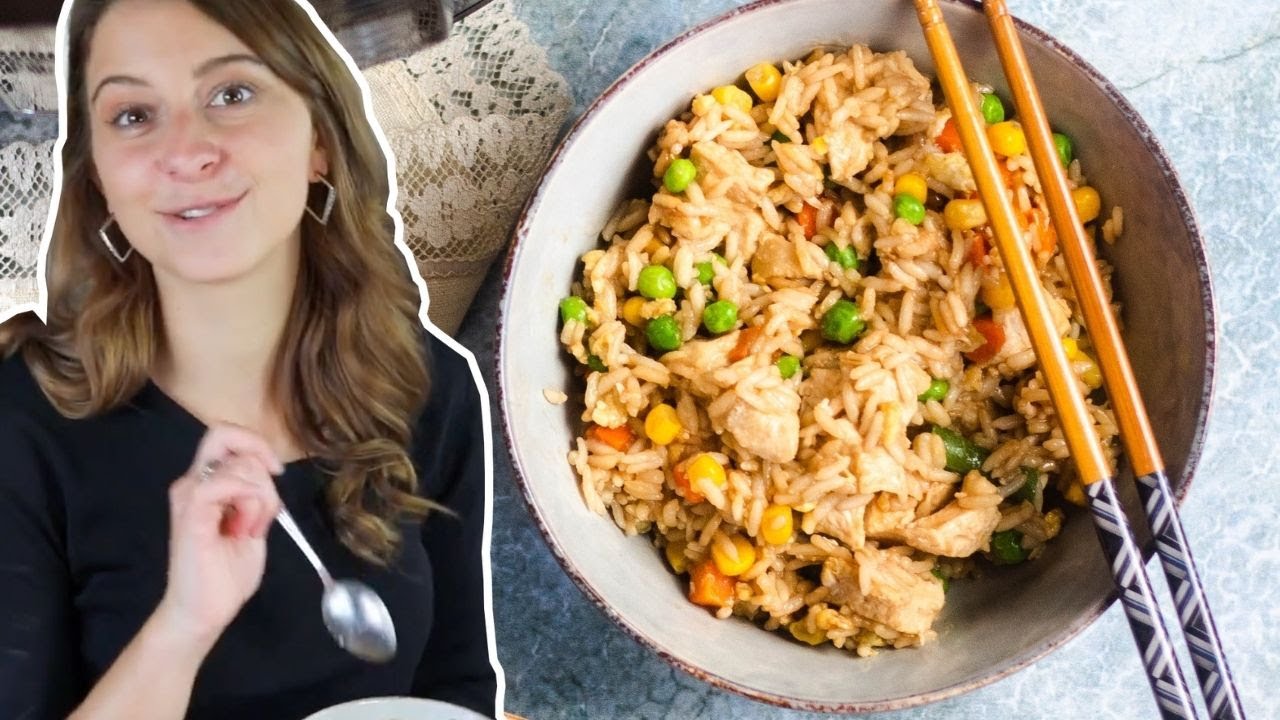 Жареный рис с курицей в скороварке/кастрюле быстрого приготовления