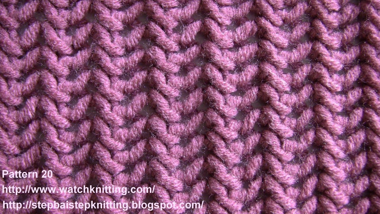 (Herringbone Stitch) - Free Knitting Patterns - Stitch 20