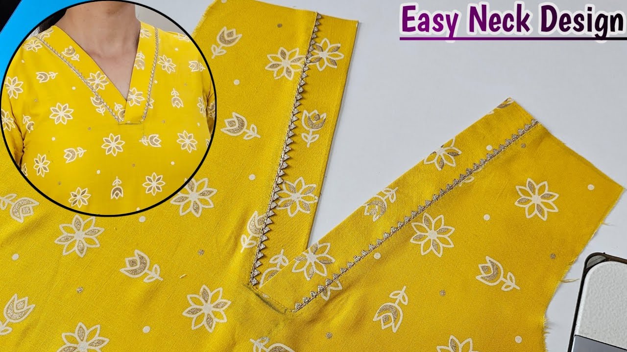 Very Easy V Neck Design Cutting And Stitching | kurti neck design