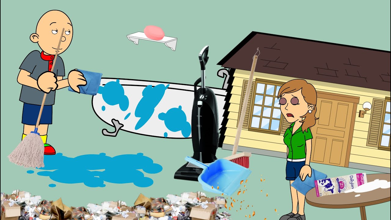 Classic Caillou Helps Gina by Cleaning up her House