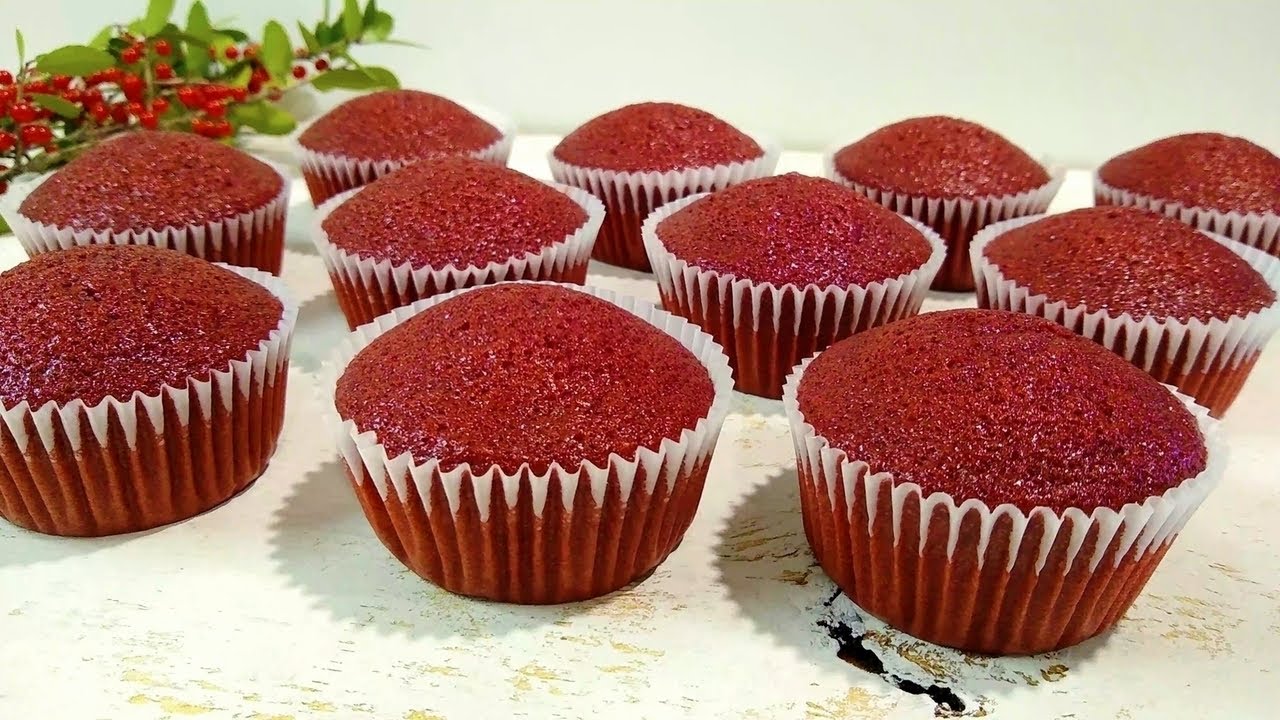 Soft and Moist Red Velvet Cupcakes | WITHOUT Butter, Eggs or Milk