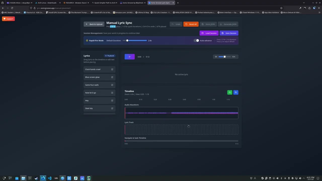 Sonic Groove Lyric App Demo
