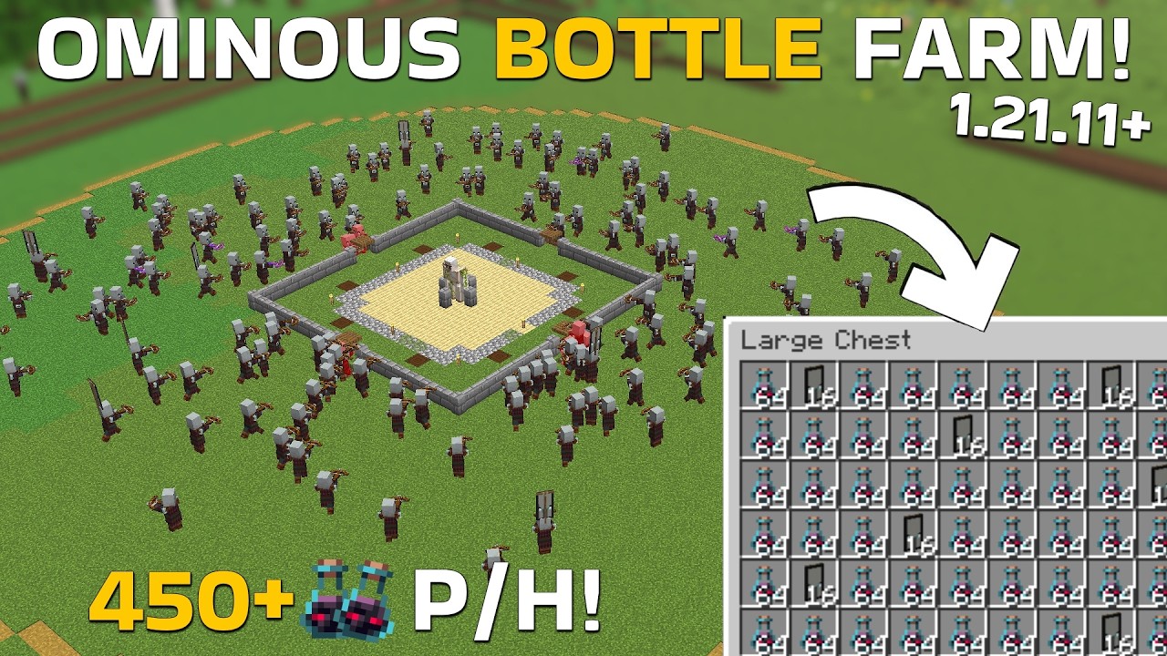 Minecraft EASIEST Ominous Bottle Farm 1.21.11 - 450+ Bottle Per Hour