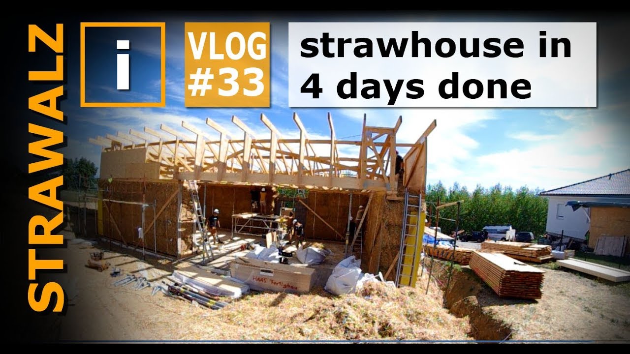 Lasttragendes Strohhaus mit großen Ballen - Baustelle - #33 loadbearing strawhouse big bales