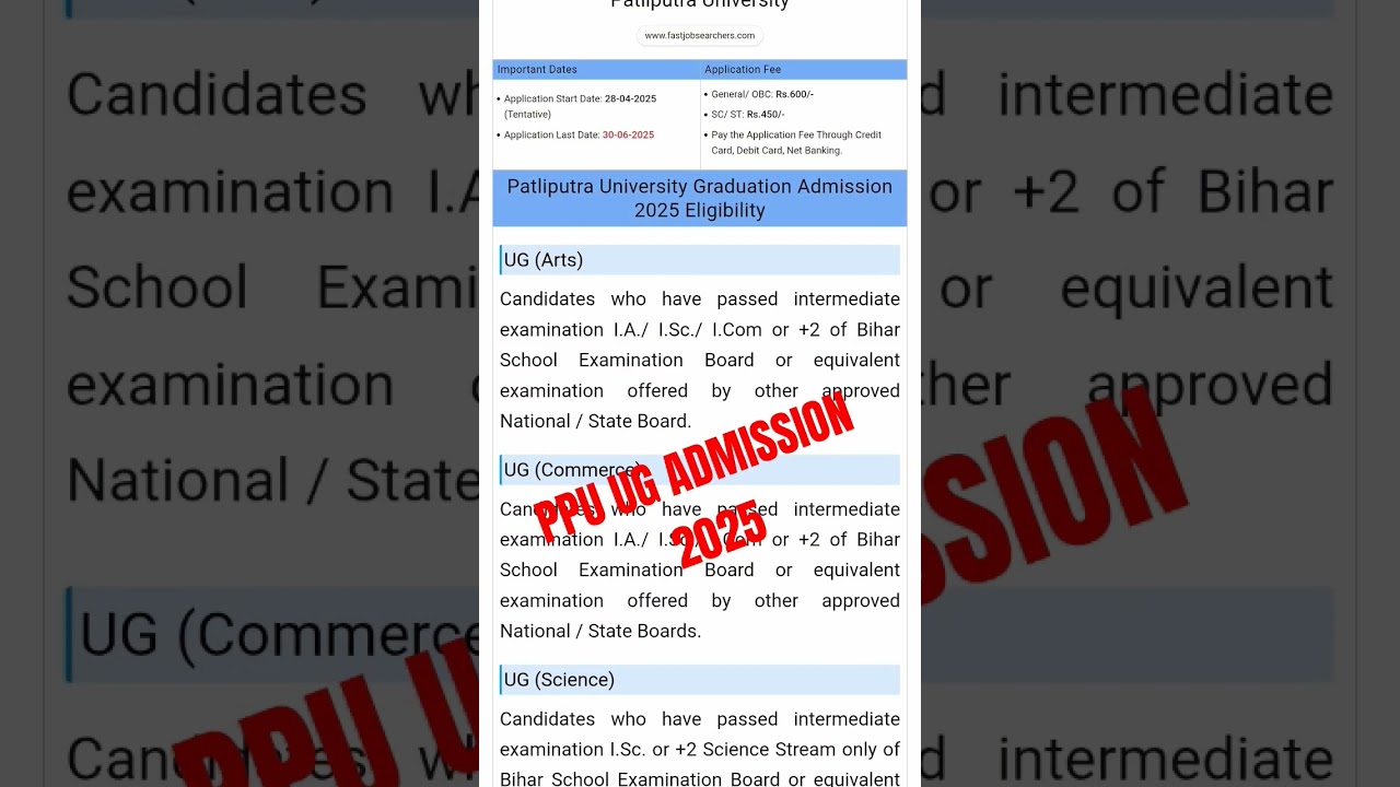 Patliputra University PPU UG Admission 2025-29 Online Form