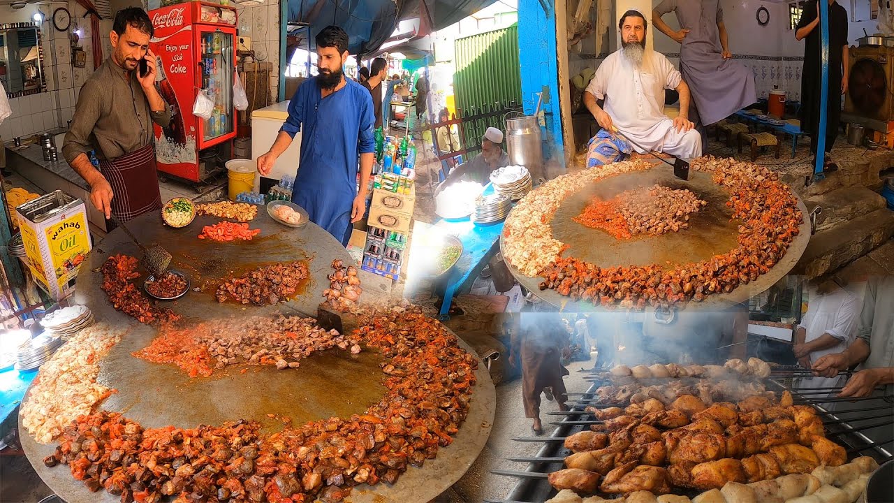 Popular and Max street food in Afghanistan | Liver fry | Chicken sajji | Parathi | Naan
