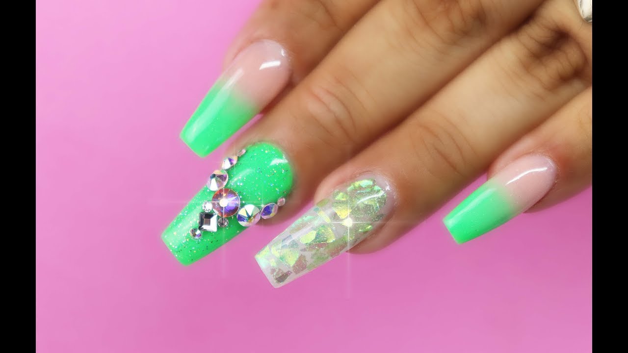 Neon Green Acrylic Nail Art | Selina's Nail Art
