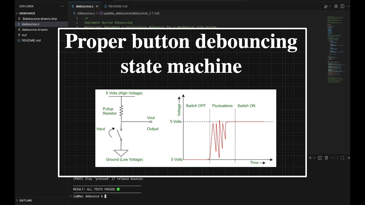 Firmware Engineer C Interview Question | Button Debouncing State Machine