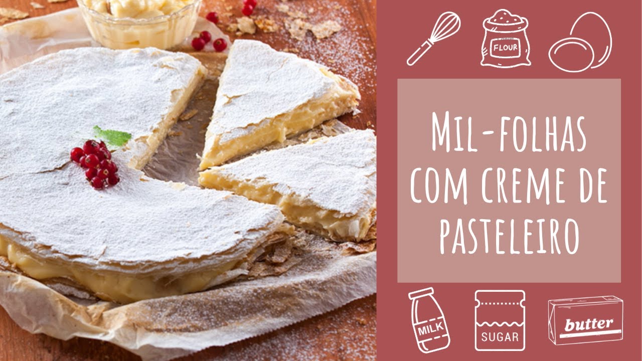 Mil-folhas com creme pasteleiro (receita f&aacute;cil) - TeleCulin&aacute;ria