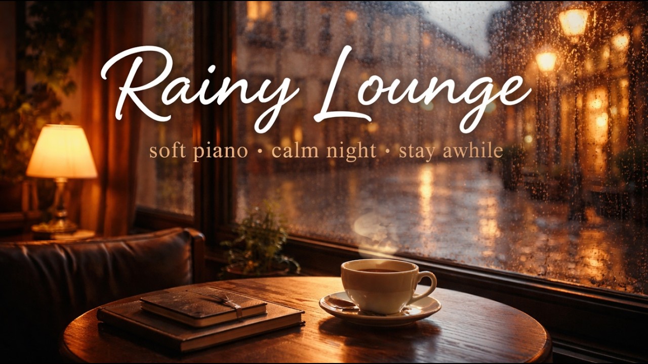 Rainy Lounge | Cozy Piano Café Ambience (Calm Night & Relax)