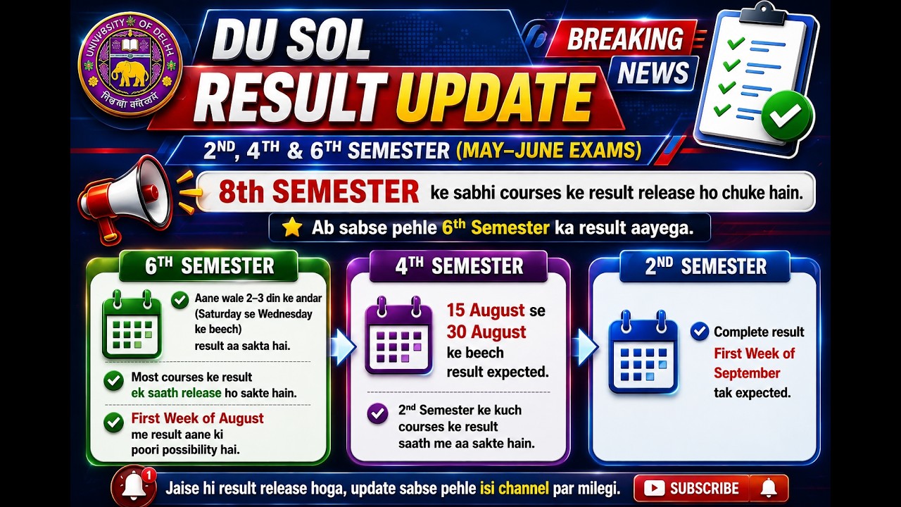 DU 🚨SOL EXAM RESULT 2026 MAY JUNE SEM 2 4 6 #DU #SOL🔥