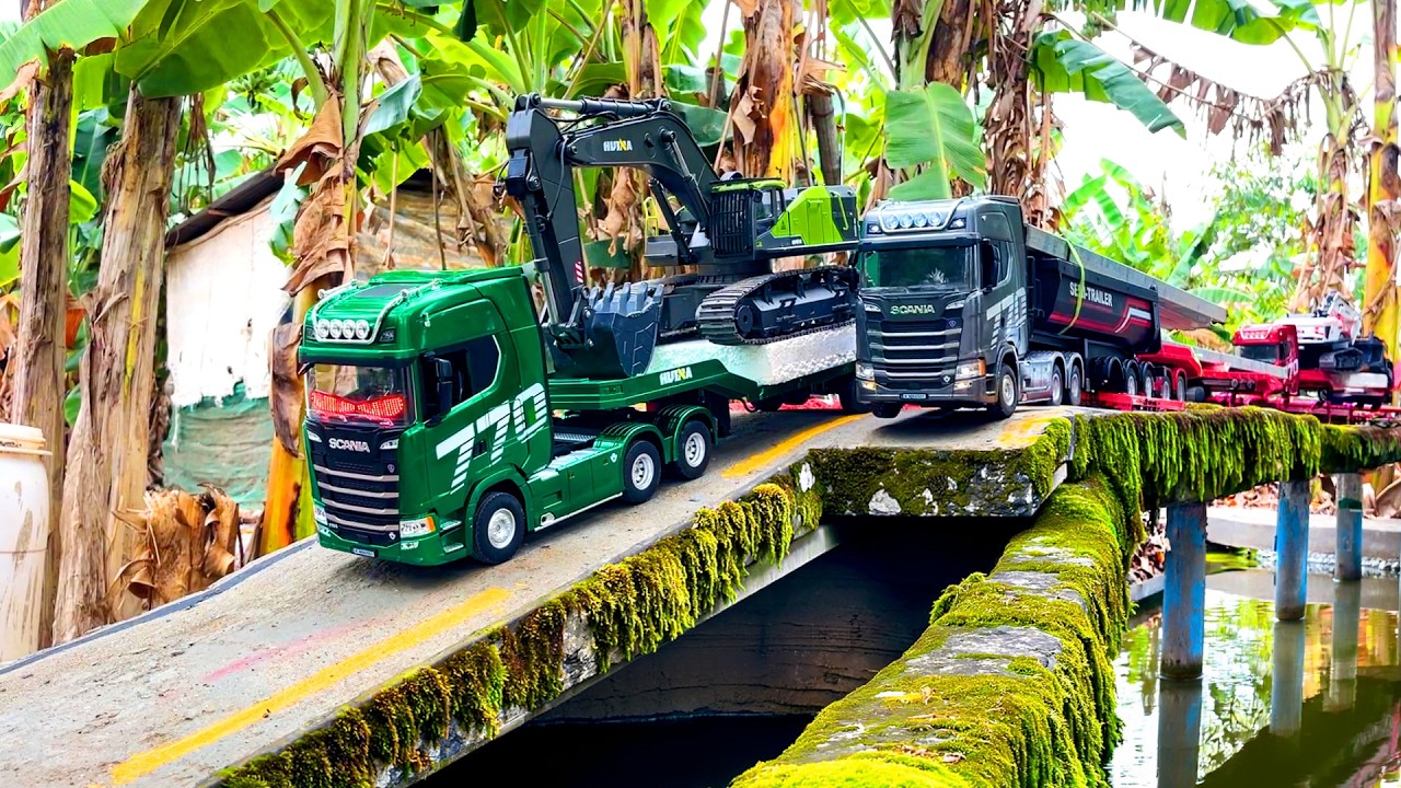 Day 21 ! Truck Scania Full Muatan Lewat Jalan Extreme - RC Truck Scania Huina 1501 Transport