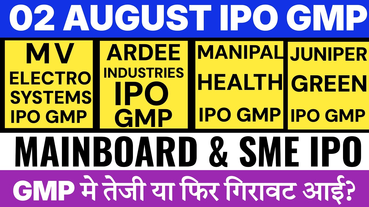 MV Electrosystems IPO GMP | Manipal Health IPO GMP | Juniper Green IPO GMP |Ardee Industries IPO GMP