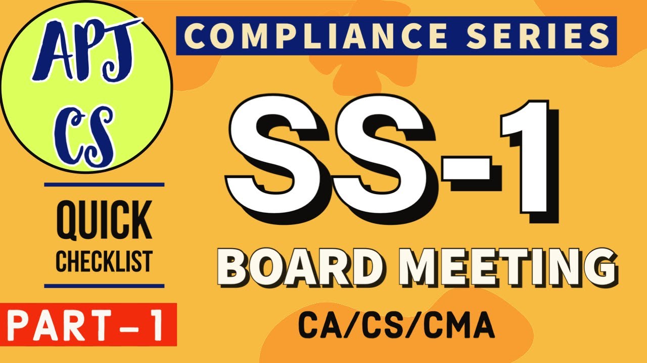 SS-1 Board Meeting (secretarial standards) | ✅Compliance Series Part-1 #cs #study #law #companies
