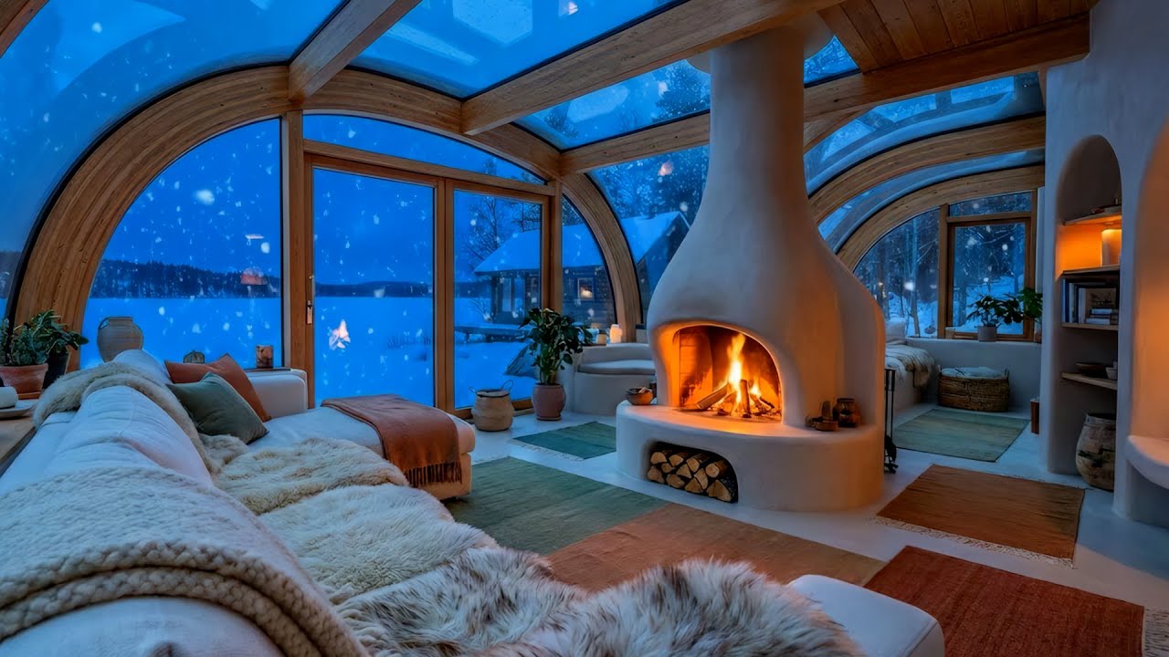 ❄️🎹 10 Часов Нежной Зимней Piano Lounge с Камином, Цветами и Падающим Снегом
