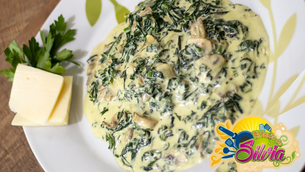 Guisado de Espinacas con Champiñones y Queso - ElSazóndeSilvia