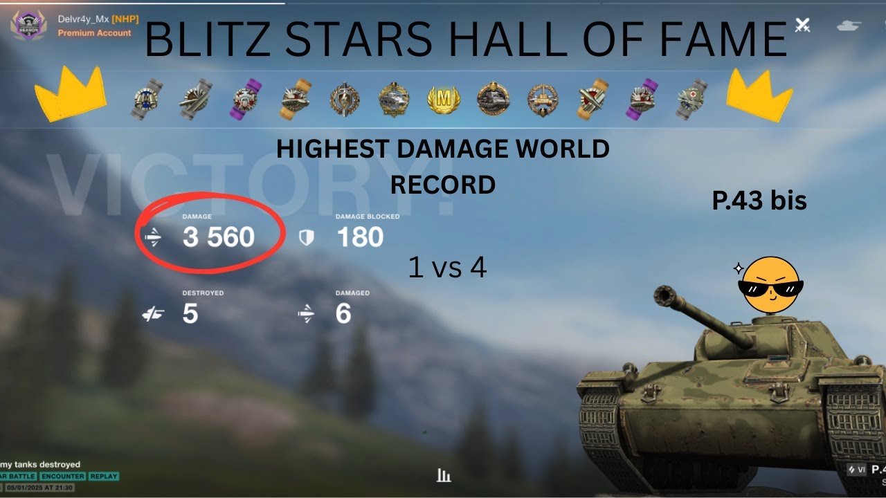 P.43 bis 💨 👑 BLITZ STARS WORLD RECORD HALL OF FAME BATTLE👑 3560 dmg / 5 frags 🏆💪😎Delvr4y_Mx (NHP)