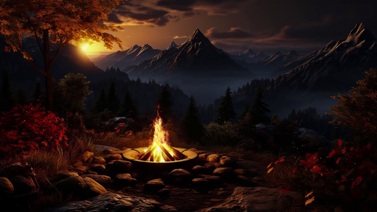 Tranquil Night Ambiance: Crackling Fireplace, Crickets, and Nature Sounds for Sleep