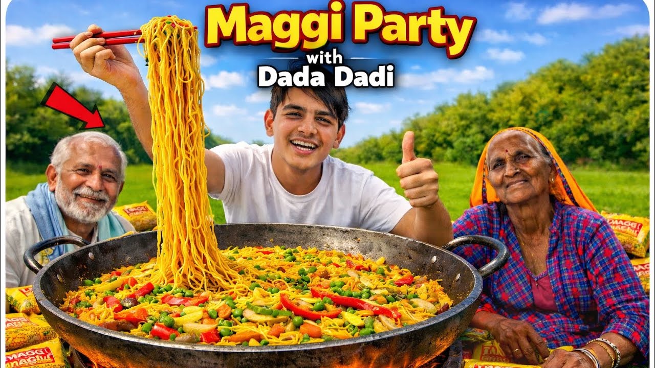Maggi Party With Dada Dadi 🍔🧀 #viralvideo #mostpopularvideo #firstvlog 