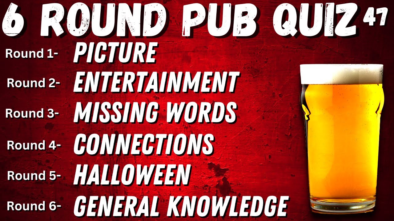 Virtual Pub Quiz 6 Rounds: Picture, Entertainment, Music ,True or False and General Knowledge No47