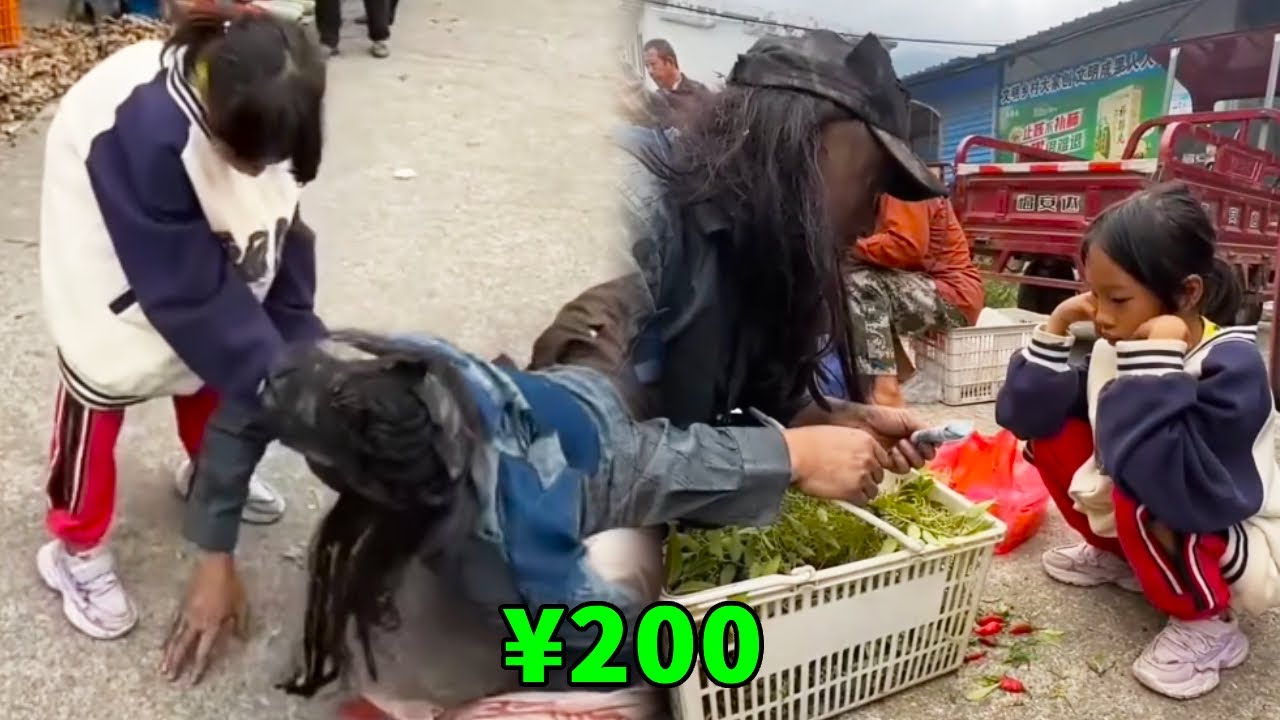 阿義假扮乞丐故意跌倒，賣花椒的可憐女孩扶起阿義，將僅有的零錢給阿義！ 【阿義走鄉村】#Farm #tour #drama #正能量