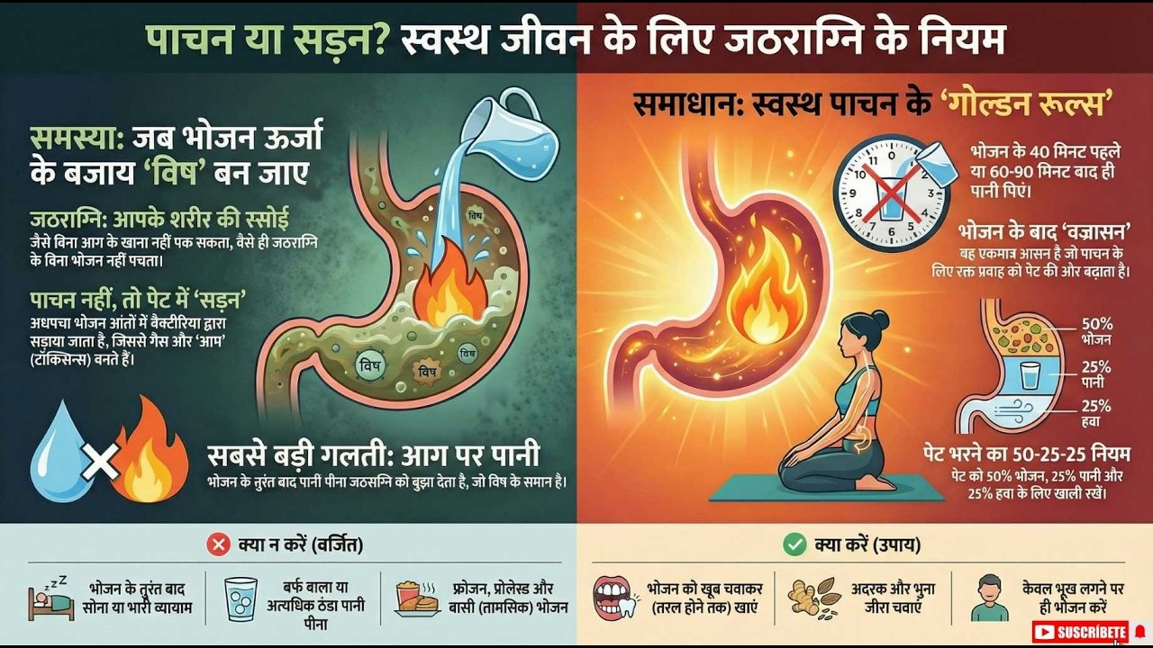 Digestion vs Rotting 🔥 Jatharagni Explained | Healthy Digestion Rules | Ayurveda & Health GK