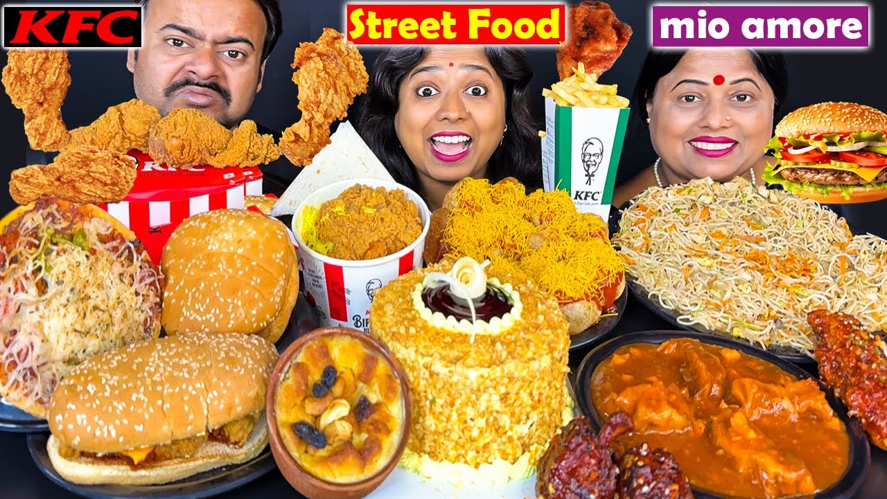 KFC vs MIO AMORE vs STREET FOOD Challenge - Pani puri, Noodles, Burger, Drumstick | Funny Challenge