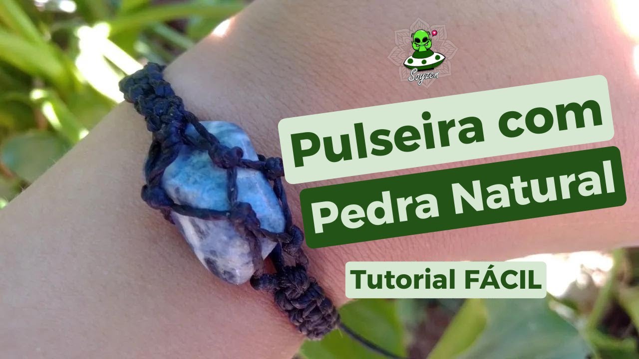 COMO FAZER PULSEIRA COM PEDRA CASTROADA (Fácil) ॐ Macramê para Iniciantes [VIDEO REMAKE]