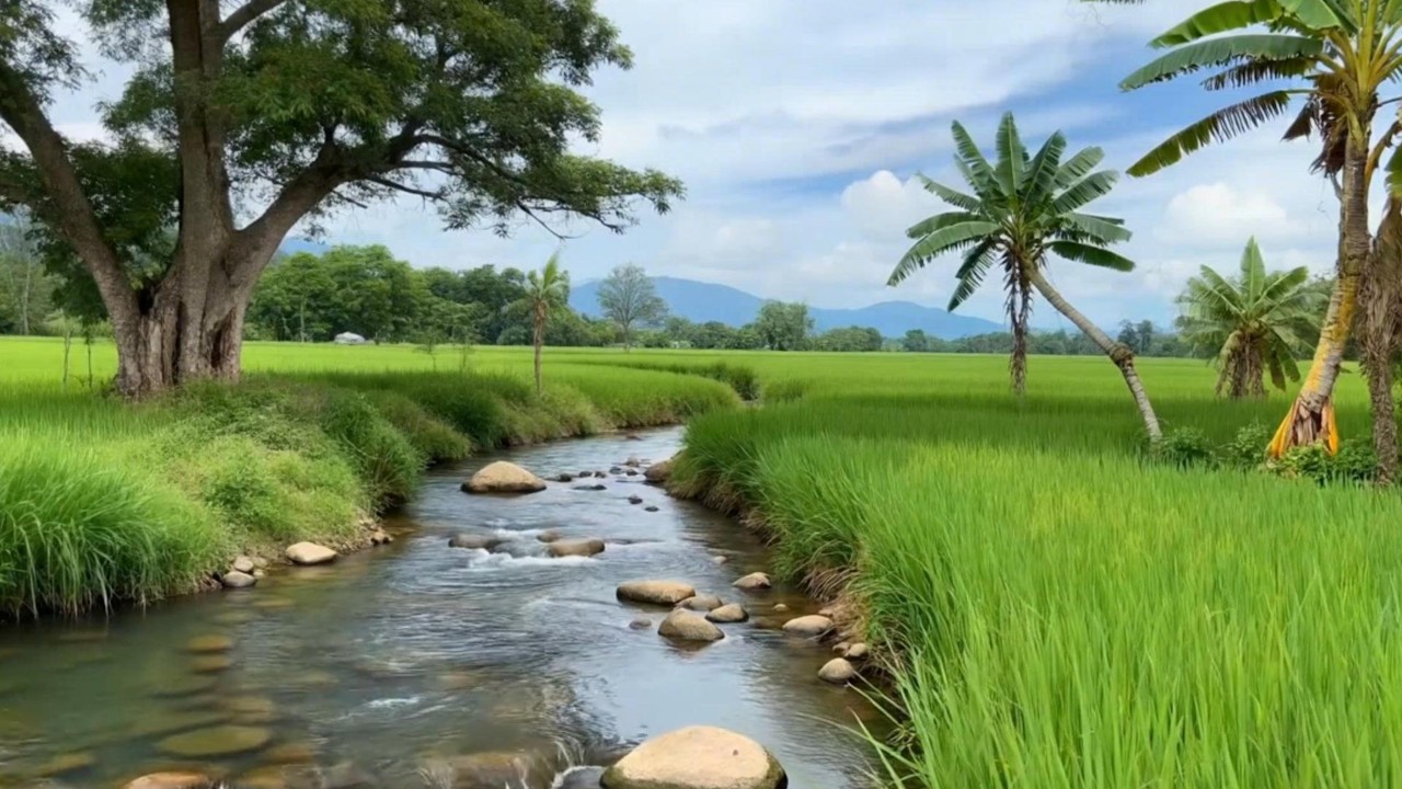 Gentle River & Rice Field Sounds 🌾 Peaceful Nature Ambience for Deep Sleep and Relaxation