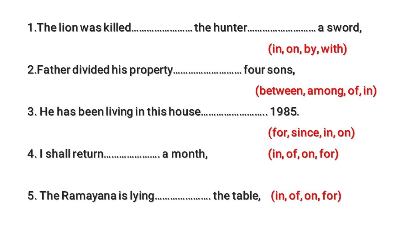 Basic Preposition Exercise for ALL Exams