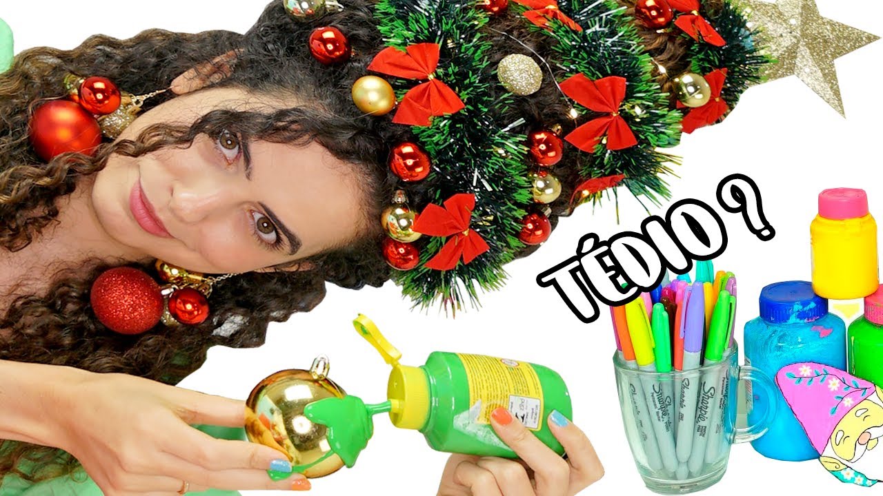 ARTE PRA FAZER NO TÉDIO DO NATAL! Pintei bolinhas da árvore, cabelo maluco e + | Paula Stephania