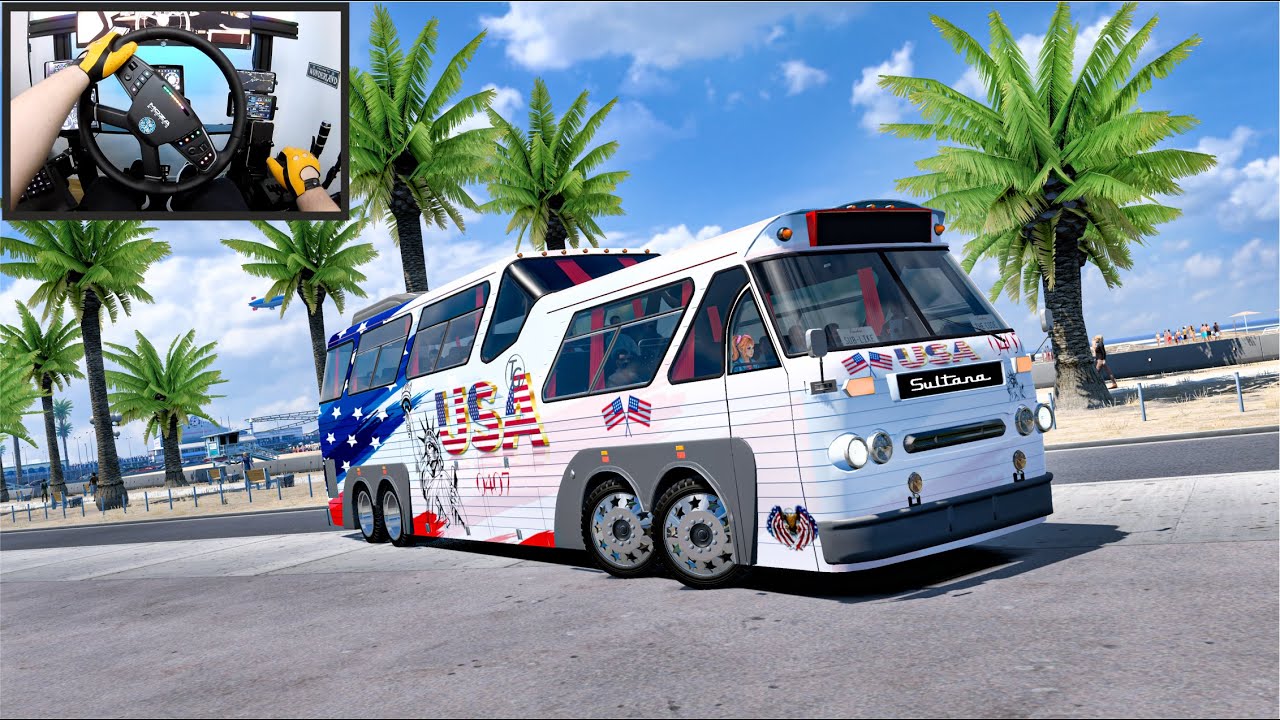Bus Ride Through Beautiful Los Angeles in California - American Truck Simulator