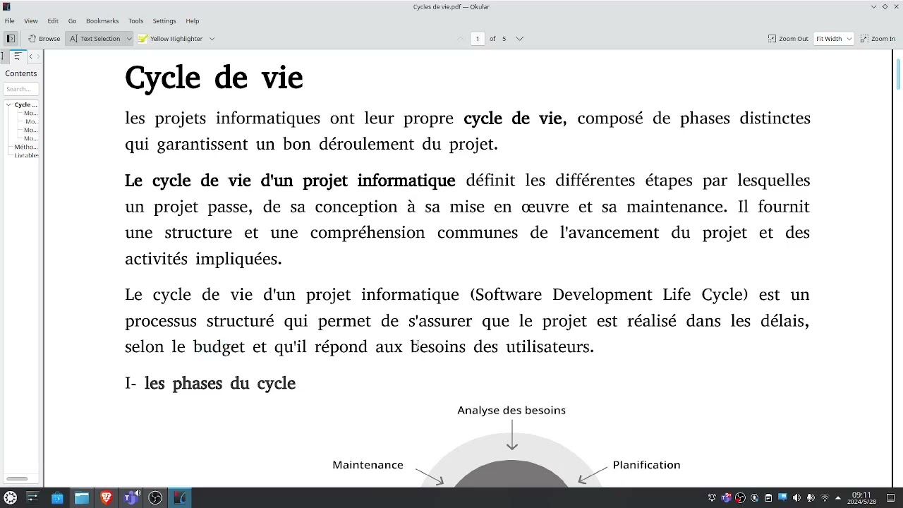 Cycle de vie d'un projet informatique