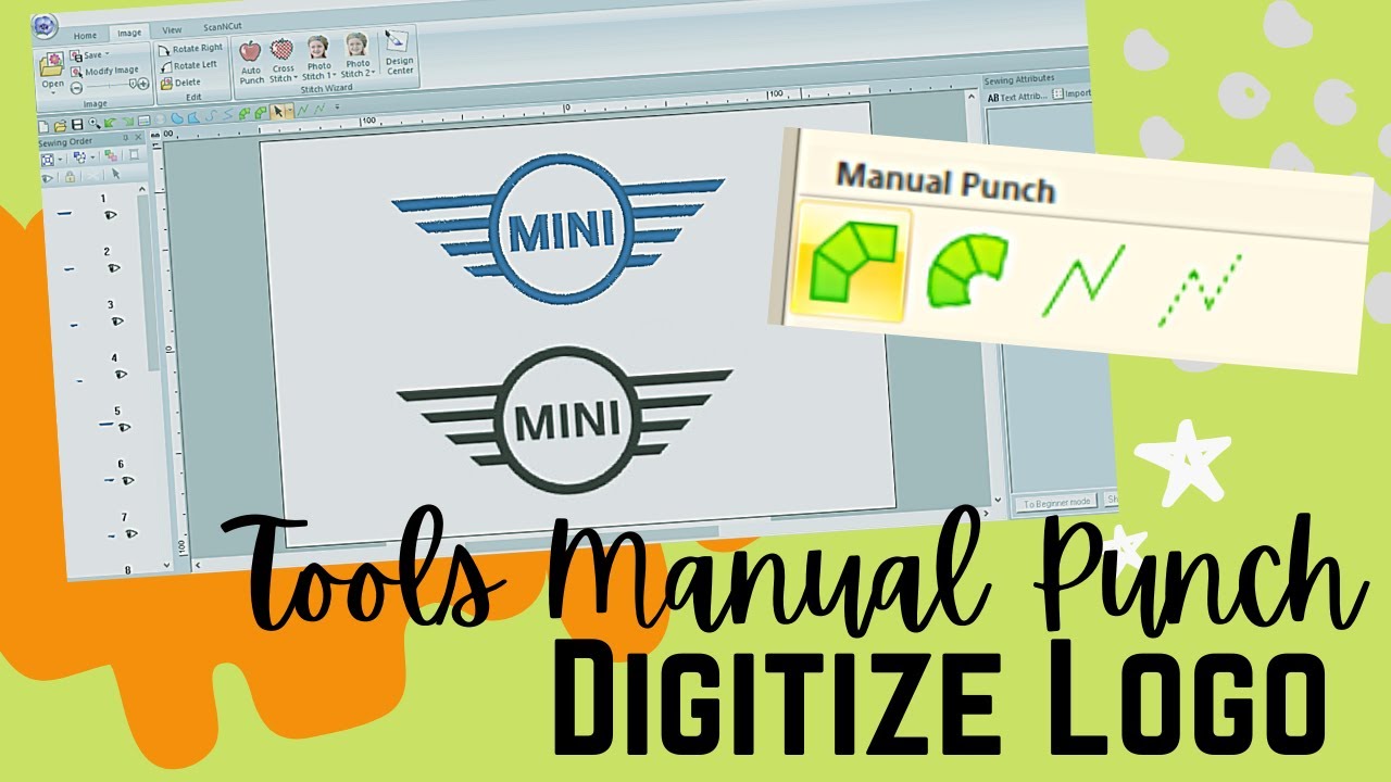 Digitize Logo PE Design 10 | Cara Guna Tools Manual Punch