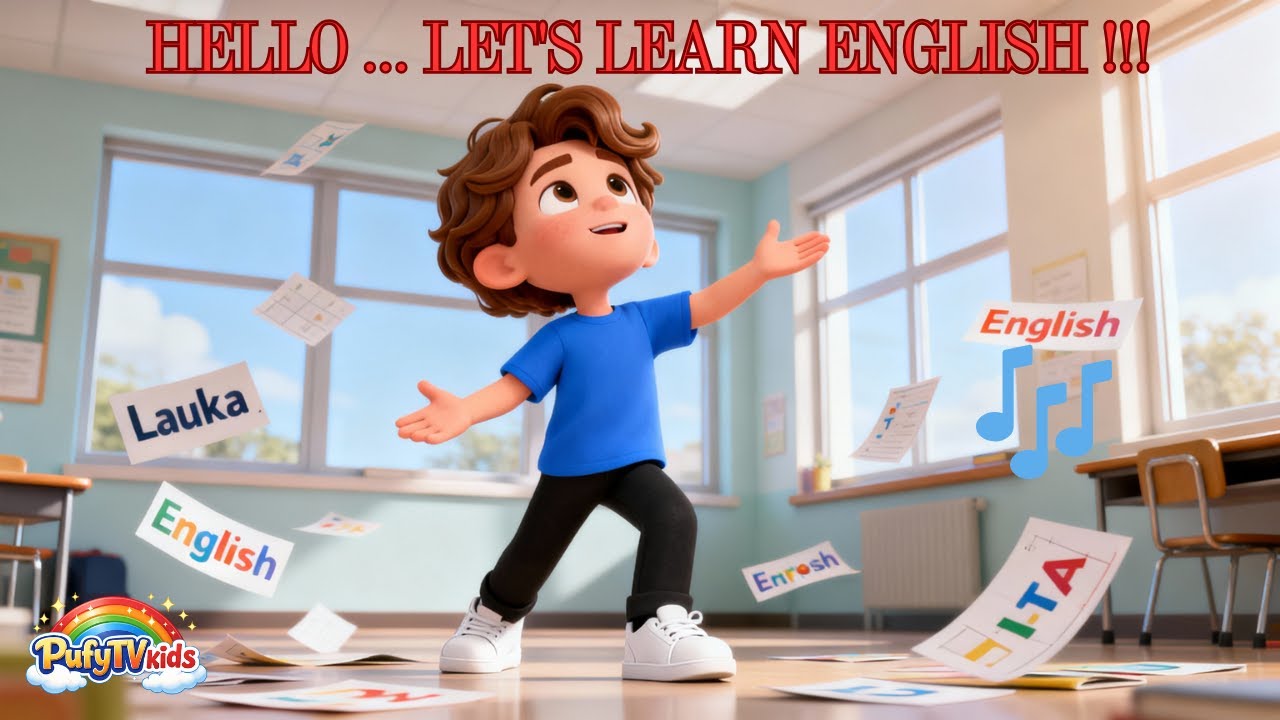 🎶 Hello… Let’s Learn English!!!🎶 Apprends l’anglais en chantant et en t’amusant | PufyTVkids #anime