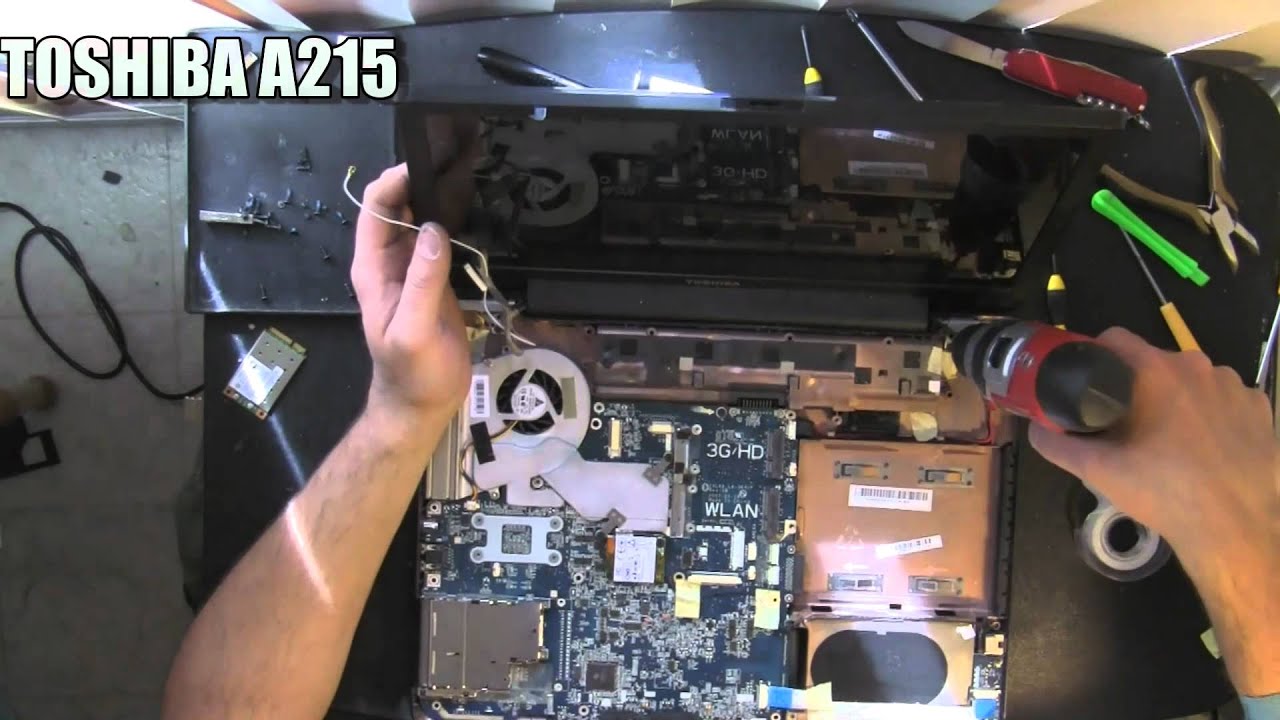 TOSHIBA A215 laptop take apart video, disassemble, how to open disassembly
