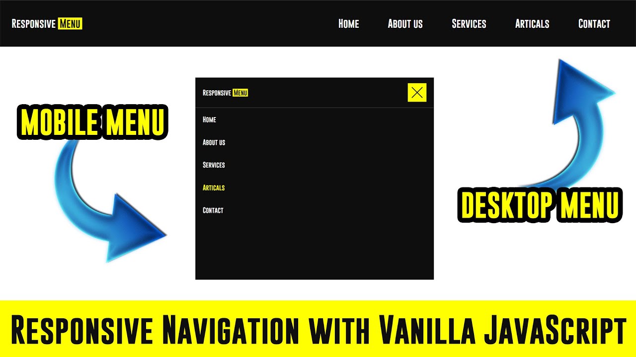 Responsive Navbar HTML, CSS and Vanilla JavaScript - Front-end  Web Development Tutorial
