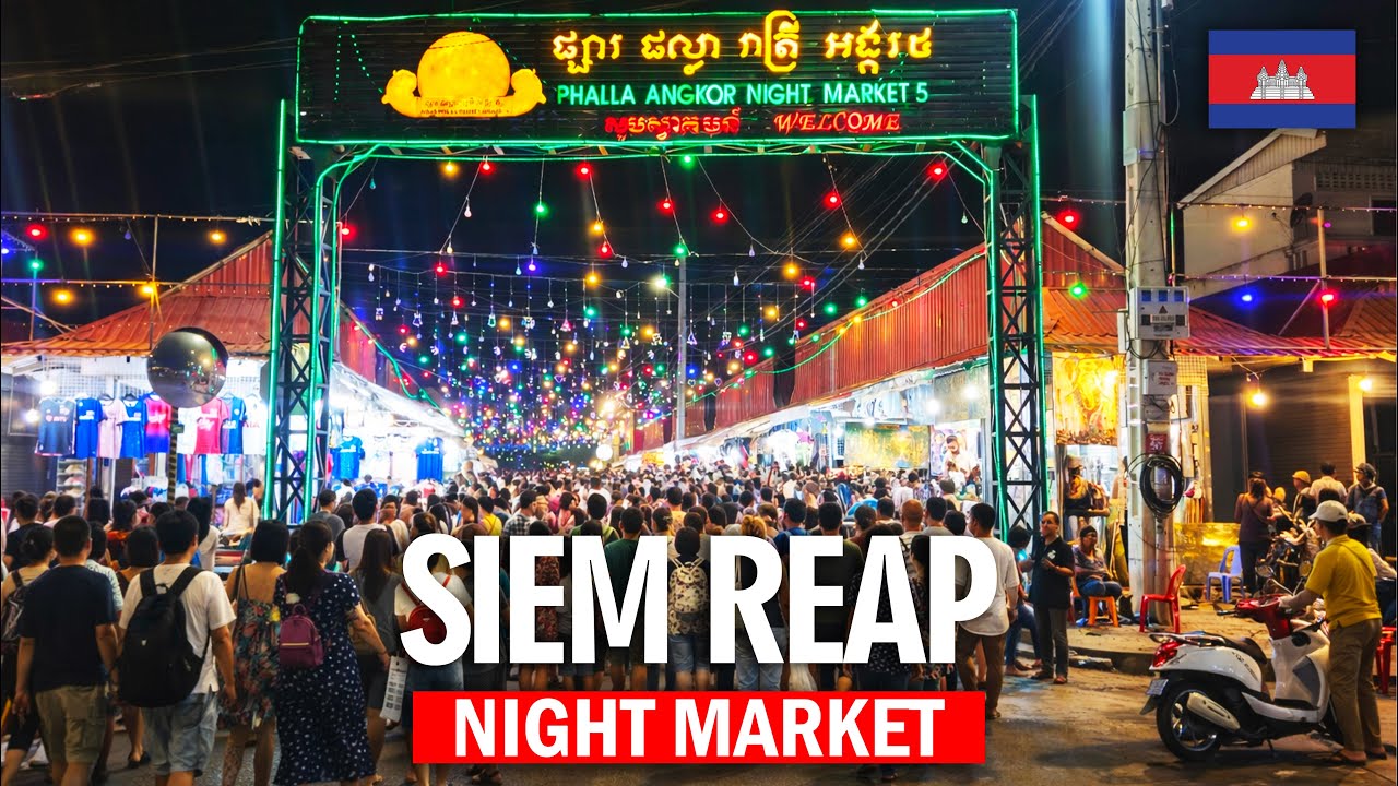 Cambodia Night Walk 🇰🇭  Siem Reap Night Market Walking Tour