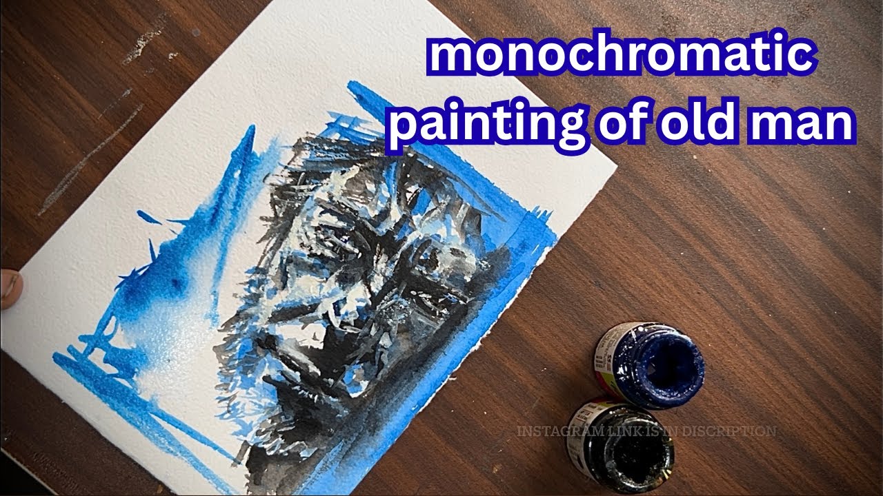 Monochromatic painting // portrait of an old man / 