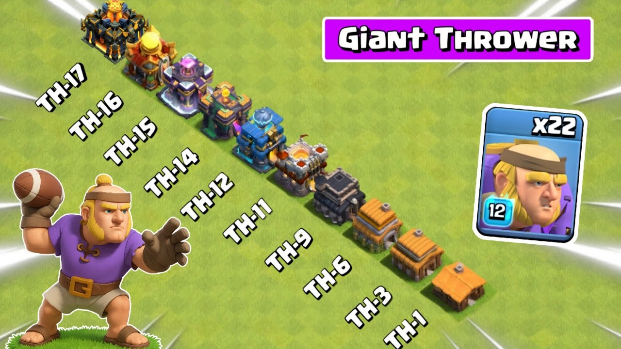 Giant Thrower vs Every Townhall | clash of clans