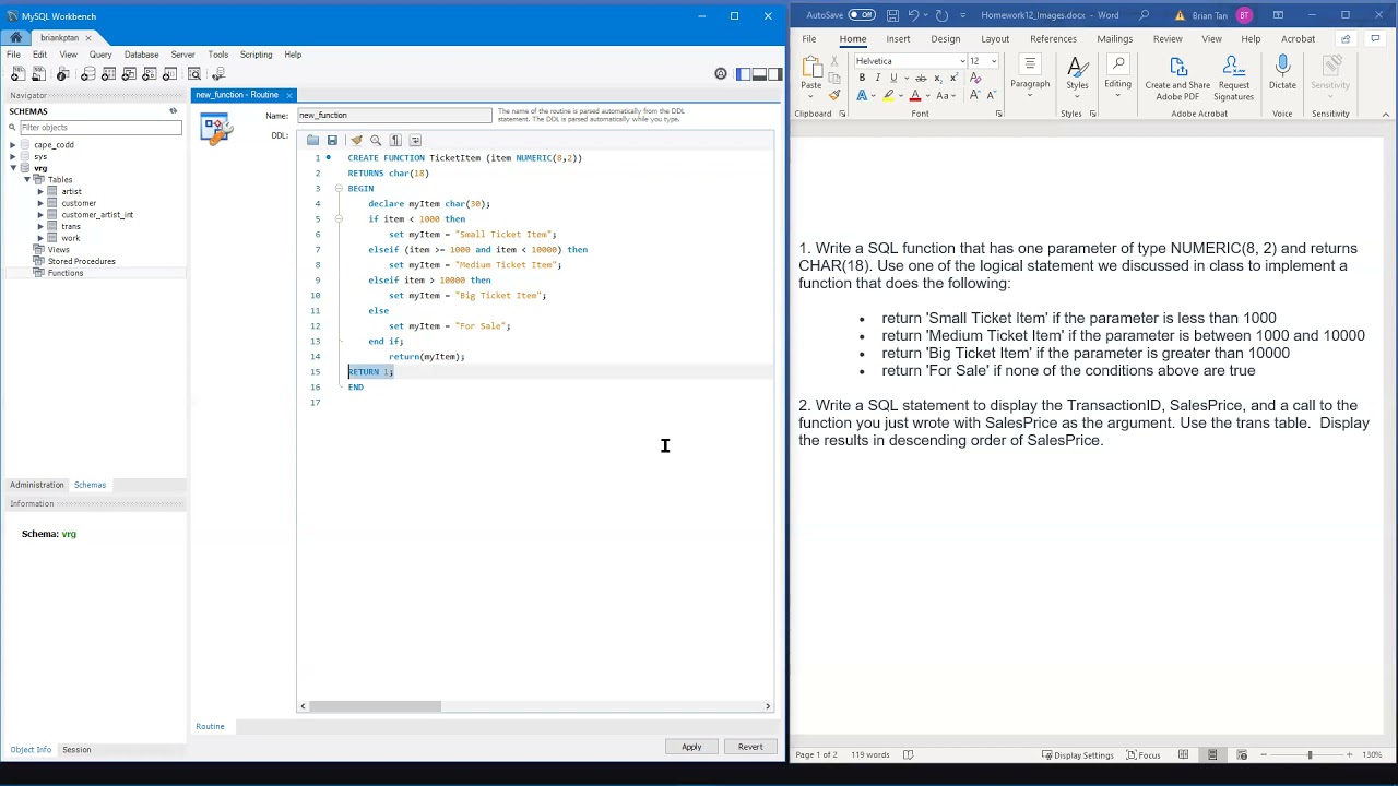 MySQL Create Function