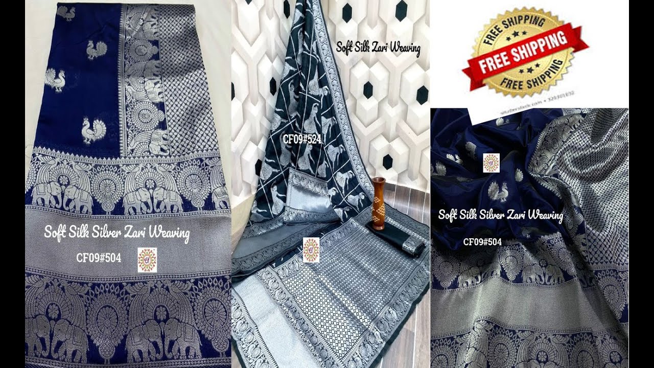 Soft Silk Sarees With Awesome & Gorgeous Antique FinishSilver Weaving Along With Rich Pallu & Blouse