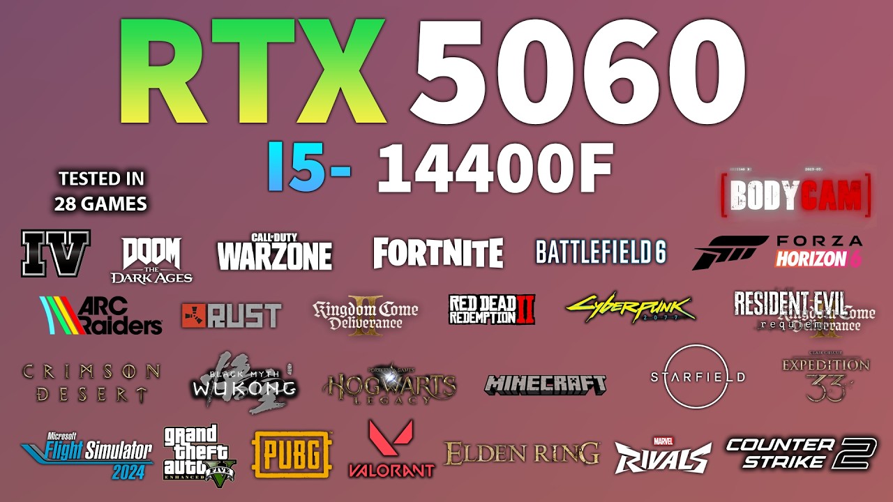 RTX 5060 + i5-14400F | Test In 28 Games - RTX 5060 Gaming Test