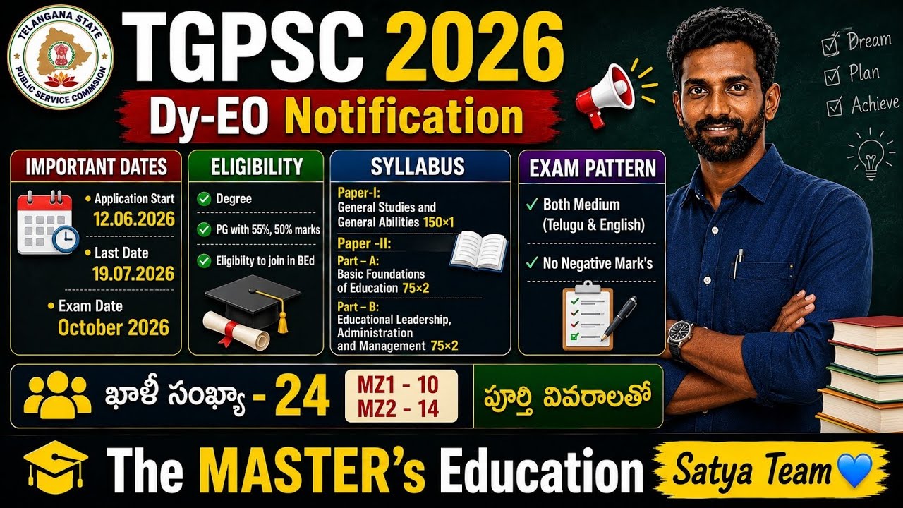 TGPSC Dy-EO Notification 2026 Released | 24 Posts | Full Eligibility, Syllabus & Exam Pattern 
