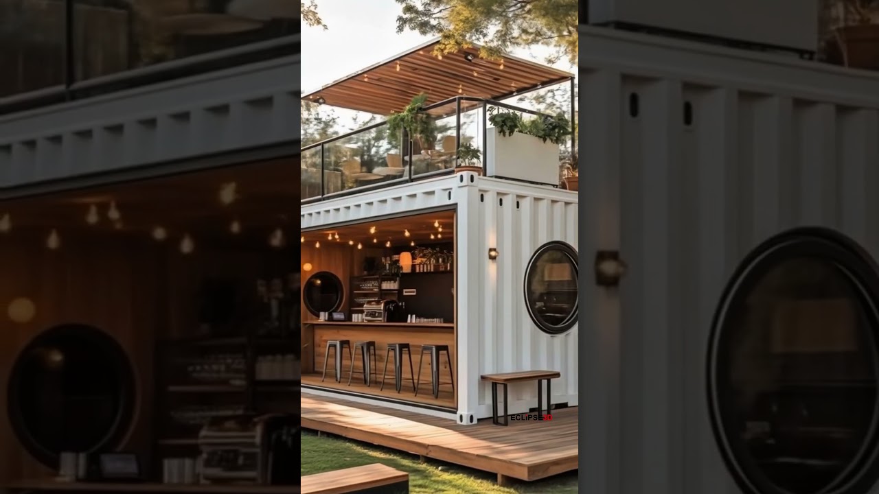 This Shipping Container Caf&eacute; Is Next-Level Cool! ☕🚢 #ContainerCafe #CafeDesign #shorts
