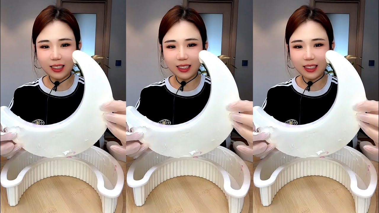 ASMR ice eating with passion fruit and milk powder and matcha EP868
