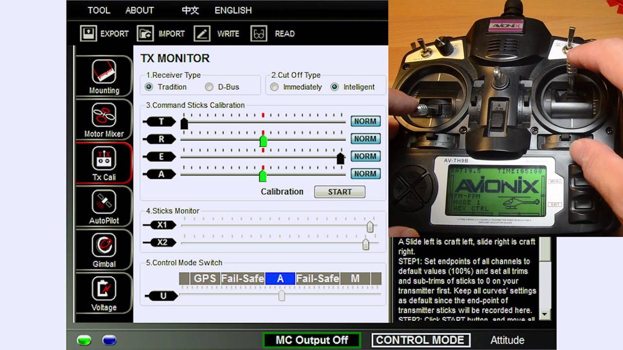 How to set up DJI Naza step by step video with transmitter setup