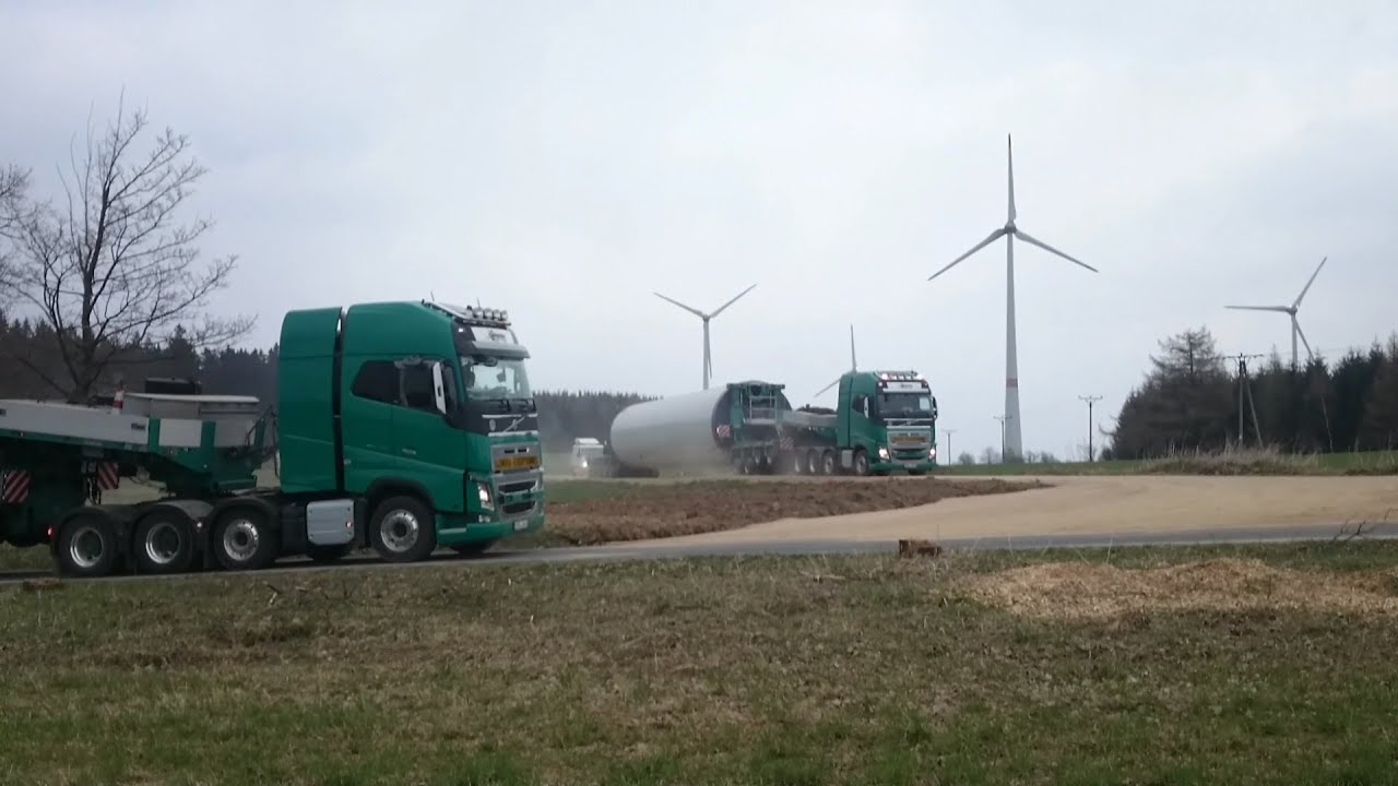 Transporty dílů pro větrné elektrárny part 1 - Heavy transport - Nadměrný náklad - Schwertransport