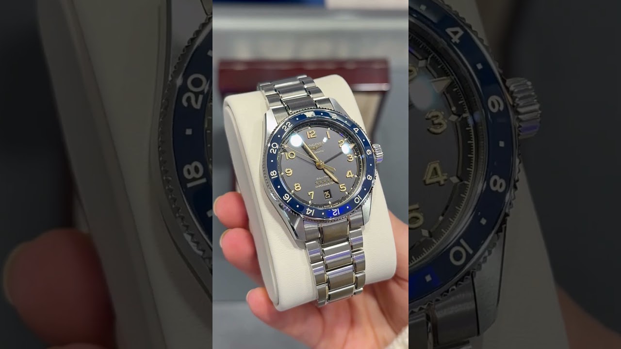 The Longines Spirit Zulu Time 38mm Steel Blue & Anthracite Automatic Bracelet Watch.
