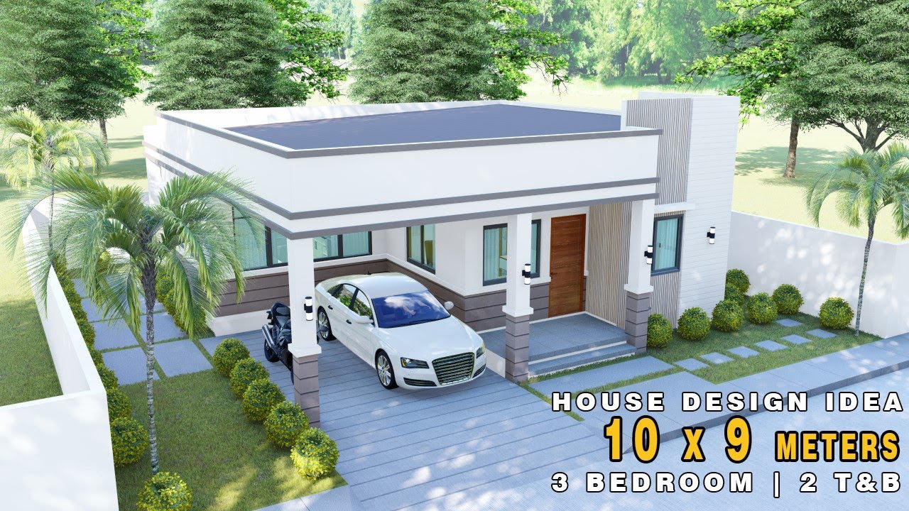SMALL HOME DESIGN | 10X9 METERS | 3 BEDROOM, 2 T&B